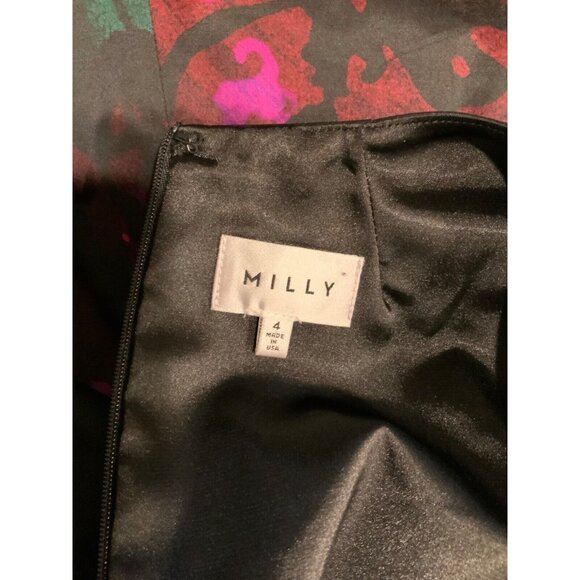 Milly Dark Multicolor Floral Sleeveless Dress, Size 4 - Picture 9 of 9